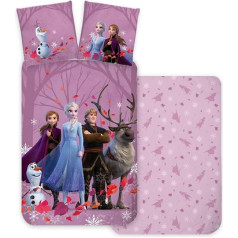 Brandmac Reversible Bed Linen 100% Cotton Duvet Cover 100 x 135 cm + Pillowcase 40 x 60 cm with Elsa Anna Kristof Sven and Olaf