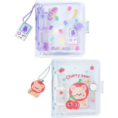 SZHTSWU 2 x 3 Inch Mini Photo Album, 20 Sheets 40 Pockets Photo Album Loose Leaf Refillable 3 Rings Photo Card Holder Book with Pendant for Picture Card Storage (Purple Red)