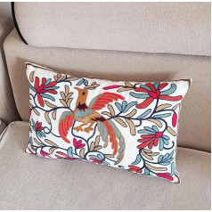 Fire Phenix Orange Bird Cotton Rectangle Bohemian Exotic Style Embroidered Throw Pillow Case Cushion Cover 30x50cm Orange Bird