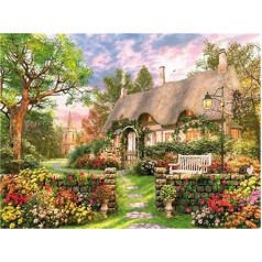 CaptainCrafts Paint by Numbers Adults, DIY Oil Painting by Numbers Includes Canvas Brushes and Pigments Warm Gifts Home Decor 16 x 20 Inches (with Frame, Farmhouse Garden Hut)