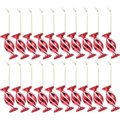 Pack of 30 Christmas Tree Ornaments Red White Twisted Candy Peppermint Lollipop Hanging Pendants with Cord Holiday Christmas Tree Fireplace Decoration