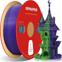 Reprapper Matte Two-Tone PLA Filament 1.75 mm for 3D Printer Coextrusion Matte Filament 1.75 PLA 1 kg Spool (2.2 lbs), Dimensional Accuracy +/- 0.03 mm 3D Printing Filament (Matte Purple & Green)
