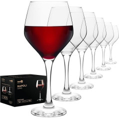 Homiu Large Red Wine Glasses 440ml Napoli Collection Crystal Clear Wine Glass Wedding Gift Cocktail Set Home Restaurants Kitchen Dishwasher Safe Pack of 6
