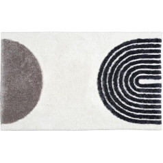 Schöner Wohnen Kollektion Arc Lines Bathroom Rug White 60 x 90 cm - Non-Slip Bath Mat - Washable - Bath Mat Suitable for Tumble Dryer - Shower Mat Bathroom