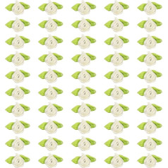 PATIKIL 15 mm Tiny Satin Ribbon Rose 200 Pieces Fabric Flowers Embellishments Rosettes Applique with Green Leaves for Crafts Wedding Decoration Cream