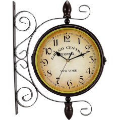 Dyna-Living Station Clock Double Sided Hanging Clock Retro Vintage Clock (8 Inches)