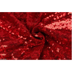 3mm Sequin Fabric 2 Way Stretch Fish Scale Multicolor for Carnival Crafts 130cm Wide (2 Meters, Red)