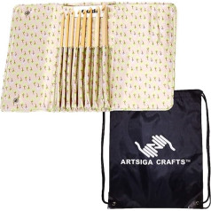 addi Click Hook Bamboo Interchangeable System Set Bundle with 1 Artsiga Crafts Project Bag