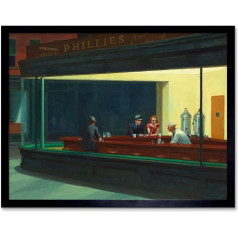 Edward Hopper Nighthawks Iconic Painting Wall Art Print Framed 12x16 Night Painting Wall