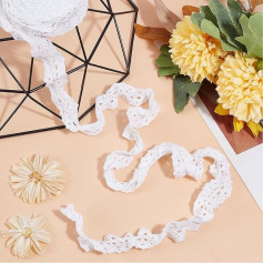 GORGECRAFT 5 Yards Stretch Lace Trim Cotton Elastic Cords Ruched Crochet Lace Trims DIY Craft Ribbon Embellished Border for Crafts Wedding Sewing Bouquet Embellishments
