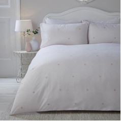 Serene Decorative Heart Easy Care Duvet Cover Set, Double, Blush