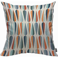 Mugod Mid-Century Modern Style Throw Pillow Cover Teardrop Shape in Tones Abstract Repeating Cushion Cover for Men and Women, Decorative Cushion Cover for Home Couch 45 x 45 cm