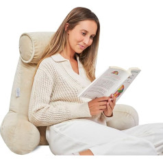 Meridia Premium Reading Cushion (Set of 3) - Back Cushion Bed, Sofa Reading Cushion for Bed Backrest Reading Pillow Seat Cushion (Beige)