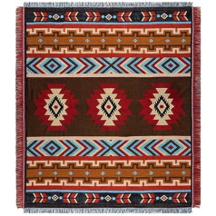 LumiSyne Cotton Woven Blanket Throw with Tassel Bohemian Ethnic Style Aztec Navajo Throw Blanket Cuddly Blanket Decorative Blanket for Bed Couch Chair Camping Tapestry Tablecloth Carpet 160 x 130 cm