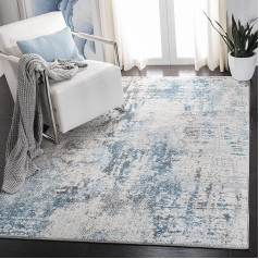 SAFAVIEH Tulum Collection Boho Rug for Living Room, Dining Room, Bedroom Short Pile, Ivory and Blue, 63 x 90 Inch