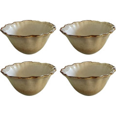 PintoCer - Cereal Bowls Beige Set of 4 Bowls Stoneware Ceramic Desanuyo Bowl Soup Bowl