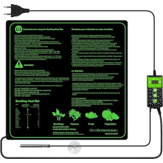 Hyindoor Heating Mat with Thermostat Waterproof Seedling Heat Mat Heating Mat Plants Heating Pad for Seedling Germination Indoor Garden Greenhouse 50 x 50 cm