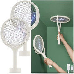 Pack of 2 Rechargeable Electric Fly Swatter Electric Wasp Trap Spider Catcher Fly Trap Insect Killer Mosquito Trap Insect Catcher Fly Catcher Fruit Fly Mosquito Swatter White