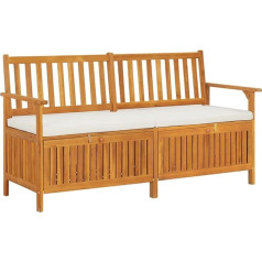vidaXL Chest Bench with Cushion Wooden Bench Bench Storage Seat Chest Solid Wood Bench Storage Garden Bench 148 cm Solid Wood Acacia
