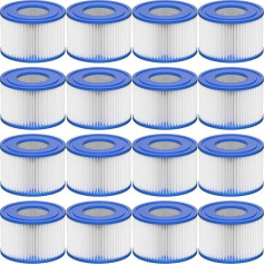 Spa Filter VI for Pool, Pack of 16 Filter Cartridges VI for Bestway Miami, Monaco Lay-Z-Spa, Vegas, Palm Springs, Flowclear Pool Filter Replaces Original Cartridge 58323