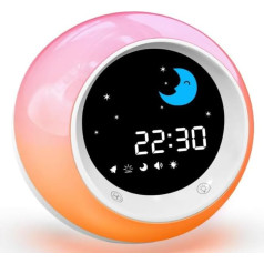 iHoo Children's Alarm Clock, Sleep Training Children's Alarm Clock with Sun & Moonrise, Sleep Sound Machine, Night Light and OK to Wake Alarm Clock for Toddlers and Children