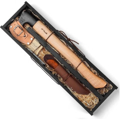 Roselli R850RW210P Gift Set, Long Handled Axe and UHC Carpenter's Knife, incl. Whetstone, The All-round Package for Woodworking, Carving, Outdoor and Bushcraft