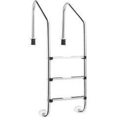 COSTWAY 3 Step Stainless Steel Pool Ladder, Swimming Pool Ladder Maximum Load 150 kg, Silver Entry Ladder, Swimming Pool Ladder, Non-Slip Installation Ladder, 53 x 63 x 147 cm
