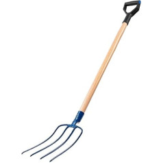 KADAX Steel Pitchfork, Long Handled Wooden Fork, Garden Fork, Spade Fork, Digging Fork, Wire Fork, Garden Fork, Manure Fork (4 Prongs)