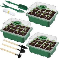 Propagation Greenhouse with 5 Garden Tools Small Seedling for Plants Greenhouse Set Propagation Tray with Lid Propagation Trays Pack of 3