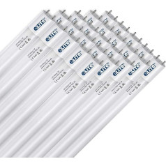 eLITe LED Tube T8, 150 cm, Very Bright, 3000 lm, 24 W, 830, 3000 Kelvin, Warm White, 330 Degrees, Homogeneous Light, Glass, Long Lasting 50,000 Hours, 27 mm Diameter, Includes Starter, Pack of 25