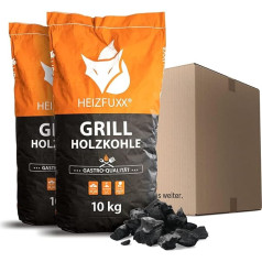 HEIZFUXX Paligo Charcoal Barbecue Charcoal Charcoal Hardwood BBQ Gastro Restaurant Grill Smoker Dutch Oven Steakhouse Professional Premium Quality 10 kg x 2 Bags 20 kg / 1 Box