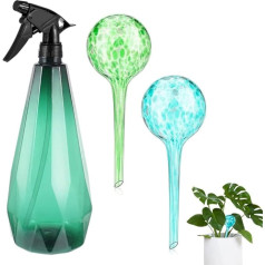 Pack of 2 Watering Globes Plant Glass Bulbs, Dosed Irrigation System with 500 ml Spray Bottle for Indoor and Outdoor Garden Balcony Indoor Plants Outdoor