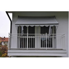 Angerer Freizeitmöbel GmbH Clamp Awning Exclusive - Awning for Sun Protection - Mounting without Drilling and Dowels - Ideal Balcony Awning for Rented Apartments (Grey/Black, 300 cm)