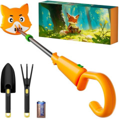 Metal Detector Children, OKESAM Adjustable Children's Metal Detector (30 - 38 inches), 7 Inch Search Coil, Cute Fox Metal Detector with Shovels and Rakes, Professional, Waterproof