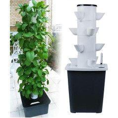 Hydroponics Tower Garden Hydroponic Growing System Aeroponics Growing Kit for Herbs, Fruits and Vegetables with Hydration Pump, Adapter, Mesh Jars, Timer for Herbs