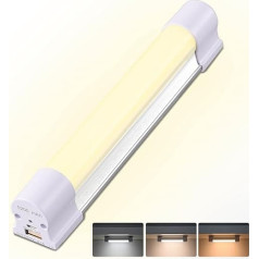 Under-unit light kitchen LED, wardrobe lighting, for wardrobe, cupboard, stairs, shelves, workbench, boot, RV, battery USB rechargeable, brightness memory (4000 lumens, 3 light colours)
