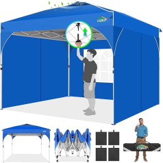 COBIZI Gazebo 3 x 3 m Waterproof Stable Winterproof Folding Gazebo Party Tent Garden Gazebo, 3 Side Panels, Pop Up Gazebo Foldable for Camping, Festival, Gardens, Beaches, Business, 4 Sand Bags, Blue