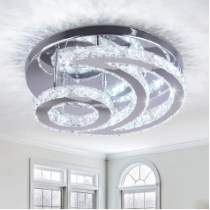 Modern Crystal Chandelier LED Moon Crystal Ceiling Light Cool White Pendant Light Flush Mount Crystal Pendant Lamp for Dining Room Bathroom Bedroom Living Room
