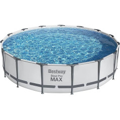 Bestway Steel Pro MAX Frame Pool Complete Set with Filter Pump, Diameter 457 x 107 cm, Light Grey, Round