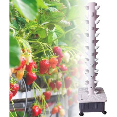 PTSZNGS Hydroponischer Turm mit 15 Ebenen und 45 Vertiefungen, ohrloses Aeroponik-Anbauset für Kräuter, Obst und Gemüse mit Wasserpumpe, Adapter, Netztöpfen