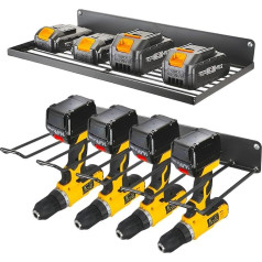 Power Tool Organizer Storage for Garage: Save Space with 2 Layers and 4 Drill Holders, Power Tool Rack - Gift for Dad and Husband