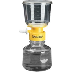 Nalgene MF75 Series Polystyrene Lab Filter Unit, Yellow Collar,, 0.2 Micron, 50mm Membrane Diameter, 250mL Capacity (Case of 12)
