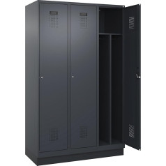 kaiserkraft | Spind Evolo Plus Trennwand mittig | 3 Abteile | grau | B 1200 mm | mit Bodensockel | Zylinderschloss
