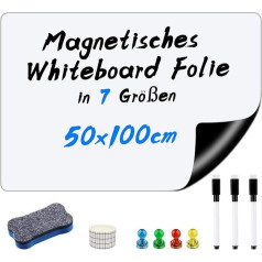 Swethaw Whiteboard Film, 50 x 100 cm, Self-Adhesive Whiteboard Film, Rewritable Magnetic Whiteboard Sticker, DIY Whiteboard Film, Chalkboard, Wall Sticker for Office, School, Home, Kitchen