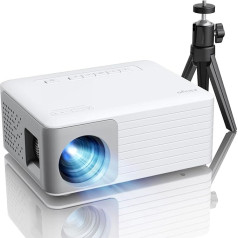 Akiyo Mini Projector, O1 Full HD Projector Mobile Phone for Home Cinema, 10000L Video Projector Small with Tripod, Trabare Projector Outdoor, Mini Projector for iOS, Android, Compatible with