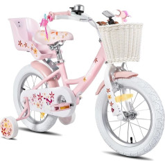 JOYSTAR New Einhorn 12/14/16/18 Zoll Kinderfahrrad für 3-9 jährige Mädchen, Mädchen Kinderfahrrad mit Puppenradsitz & Stützrädern& Korbstreamer, 18 Zoll mit Stützrädern&Kickstand