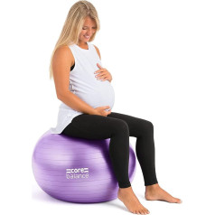 Core Balance Pregnancy Exercise Ball - Large and Burst Proof for Pregnancy Gymnastics - Fitball with Air Pump (Purple)