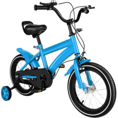 AOOUNGM Children's Bicycle 14 Inch Adjustable Children's Bicycle Carbon Steel Children's Bicycle Boys Girls Bicycle with Stabilisers Fit 3-6 Years, Blue