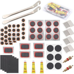 ZYNERY 79pcs Bicycle Tyre Repair Kit Bicycle Repair Kit Repair Kit Repair Kit Repair Patch Glass Paper Tire Levers Portable Storage Box Suitable for Road Bikes and