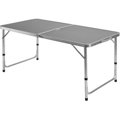 CASARIA® Camping Table Folding Camping Legs Height Adjustable Folding Table Aluminium 120 x 60 cm Carry Handle Suitcase Function Table Foldable Garden Balcony Picnic